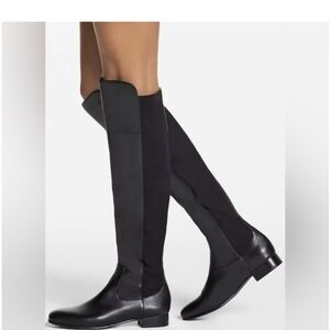 Louise et cie Andora Over The Knee Boots Black Leather Fabric Womens Size 4.5